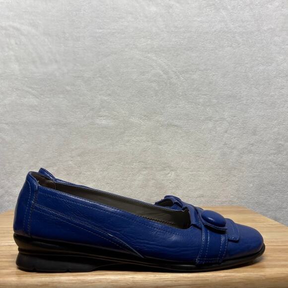 Aerosoles Royal Blue Leather Rasberry Button Ballet Flats Womens Size 8M - Picture 4 of 11